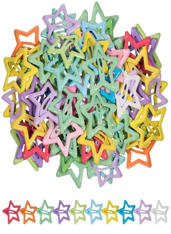 BOHUIZ 50 Pcs Star Hair Clips, 1.18" Hair Clip, Snap Hairs Barrettes Non Slip Star Accessories Multiple Colors Metal Clips 2000s Hairs Accessories for Girls Women - Image 1